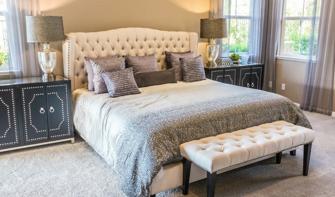 throw pillow on bed frame
